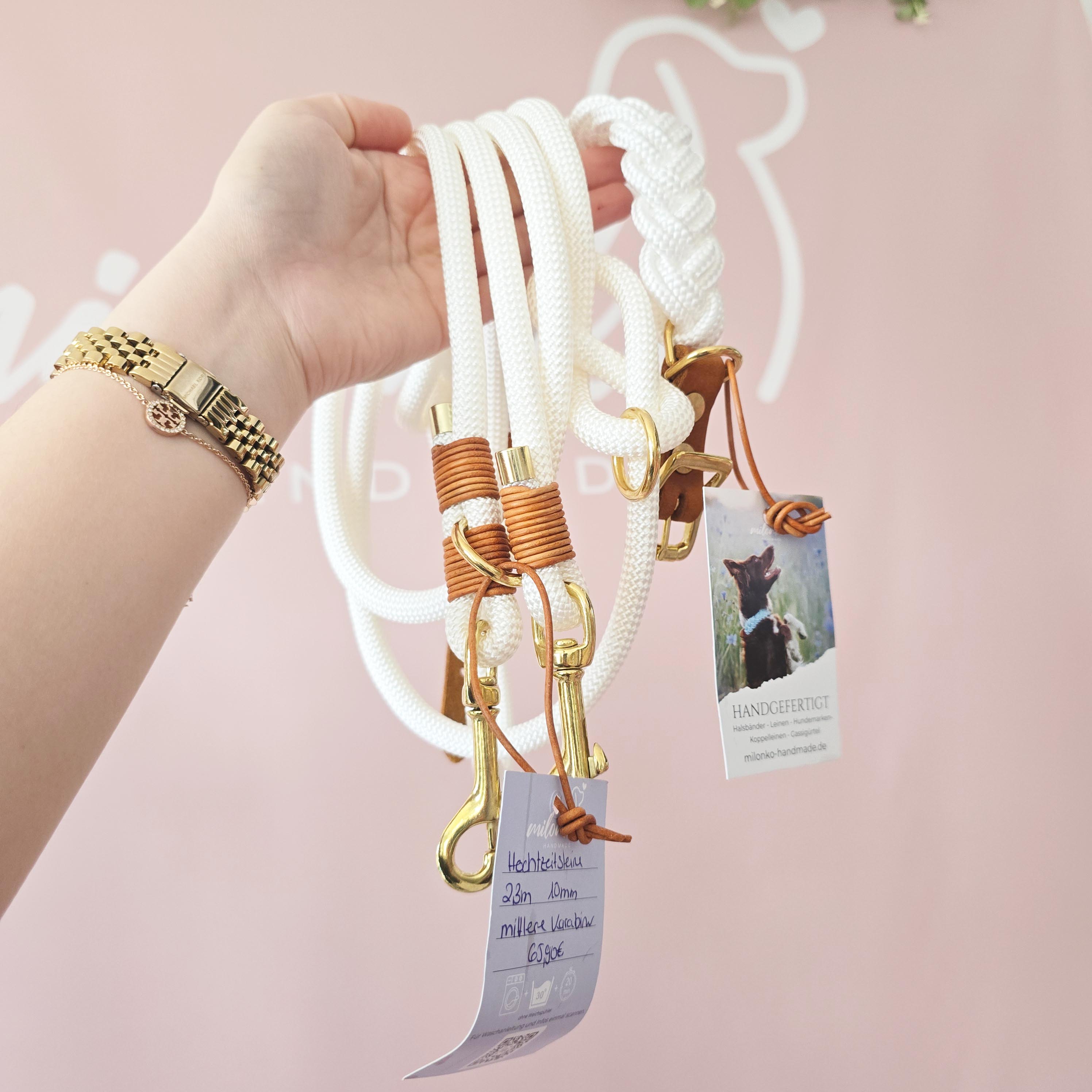 Hochzeitsleine 2,3m (kleine Karabiner) Sonderfarbe