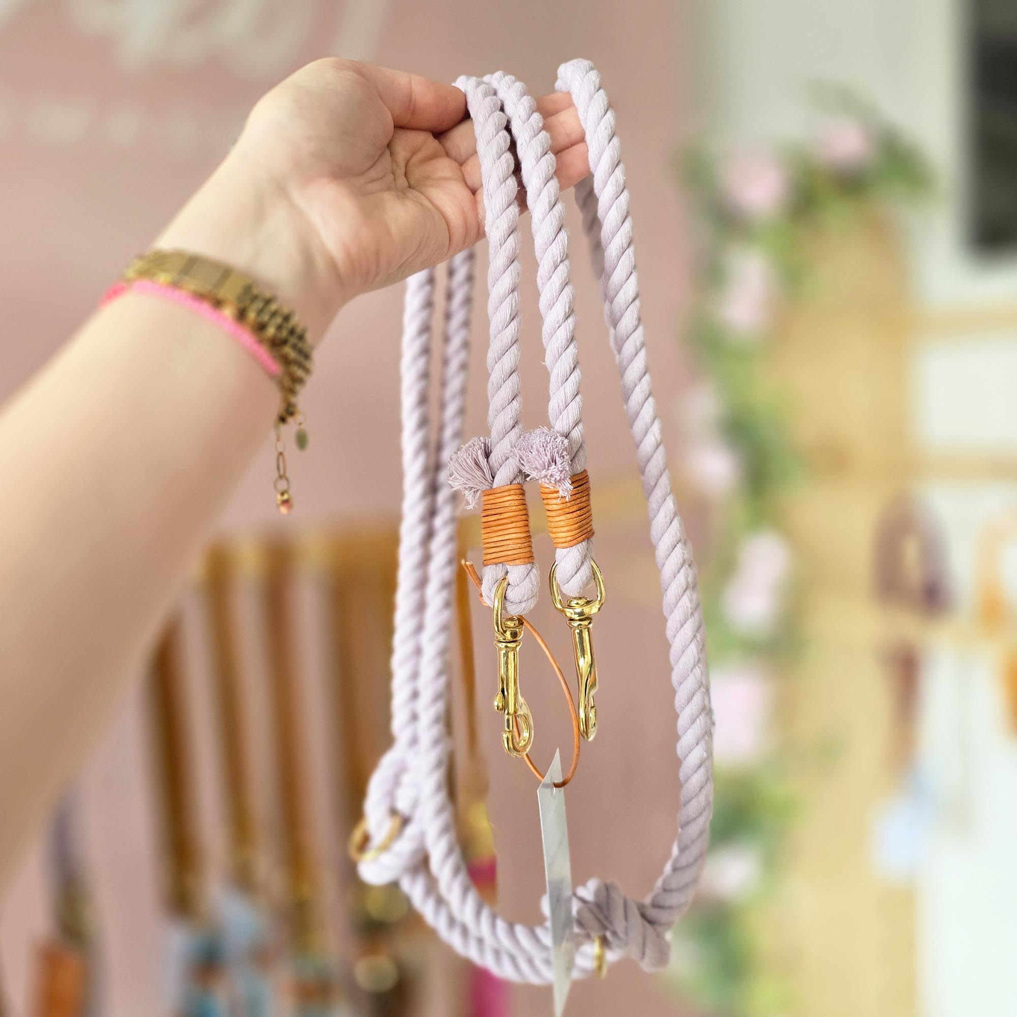 Baumwollleine Pastell Lila 2,3m (mittlere Karabiner)